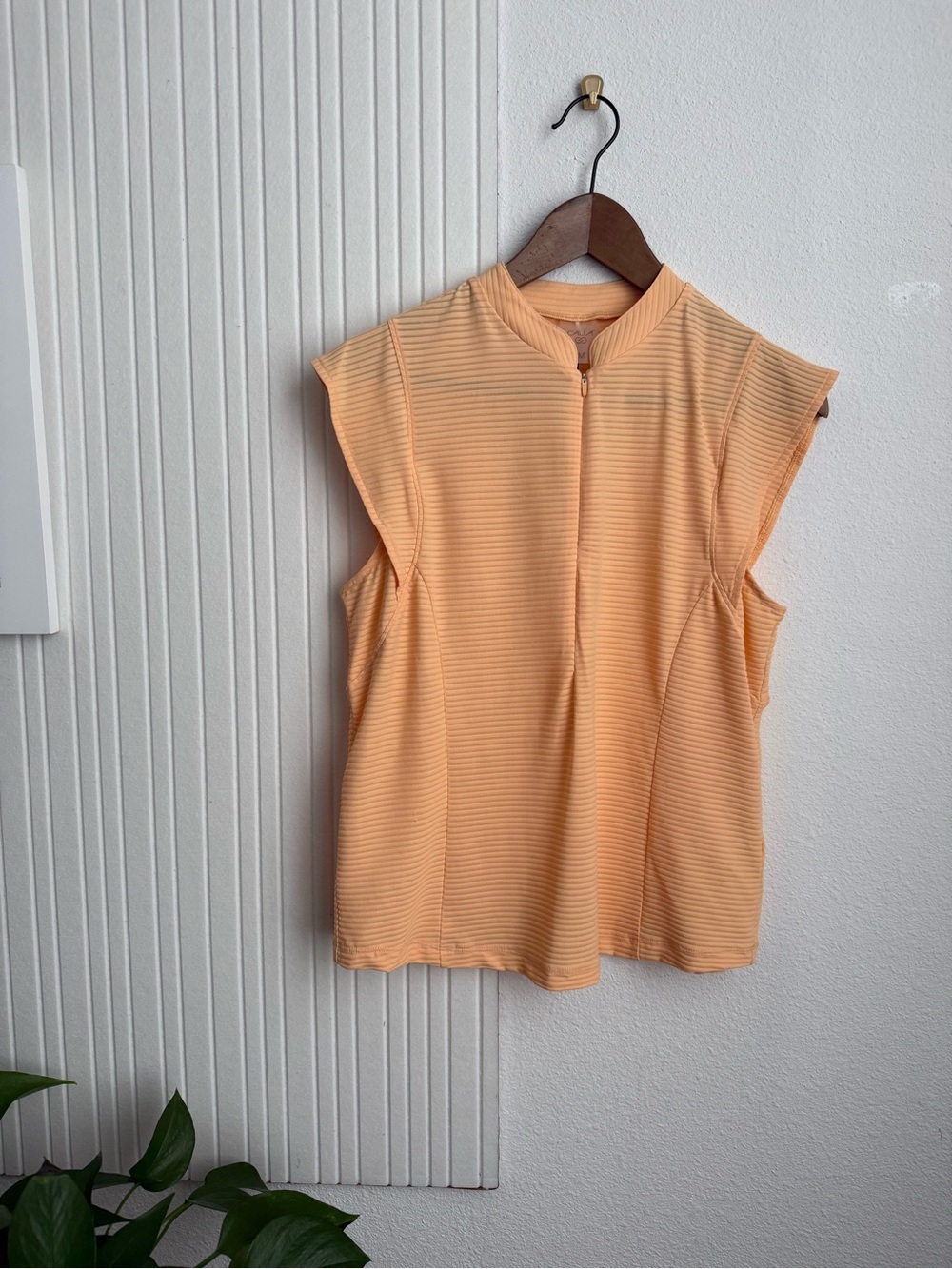 CALIA Peach Cap Sleeve Zip-Front Golf Renew Polo